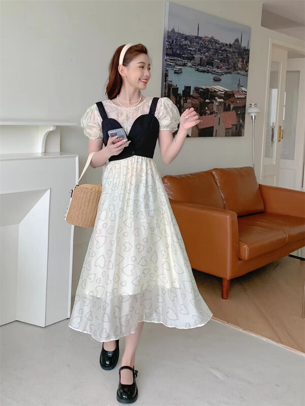 New in early summer! [single] simple and versatile solid color Vest + Korean slim round neck dress set 9935# JJ