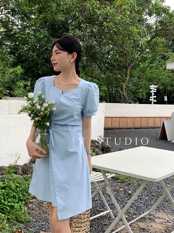 [v.studio] square neck slim dress 6655# zjy
