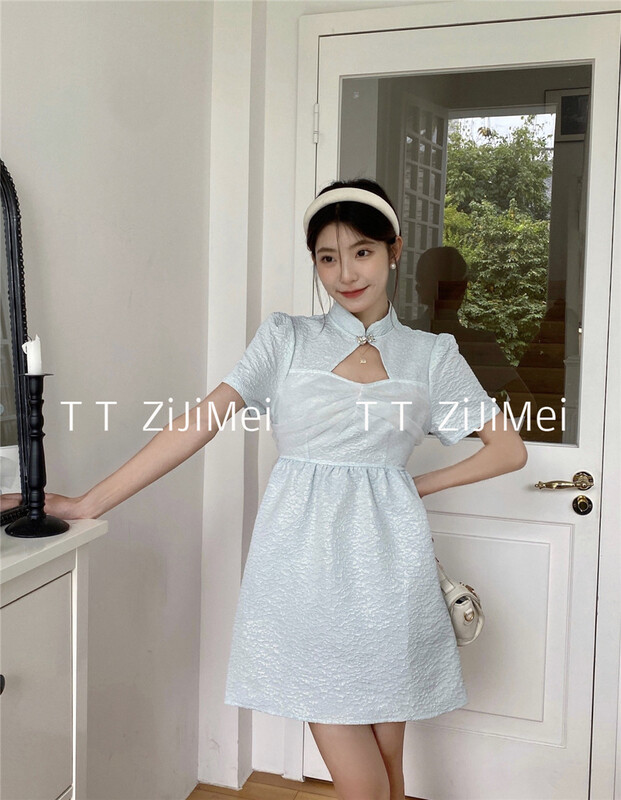 New in early summer! [self beauty] elegant temperament small woman high waist dress 6236# hjy