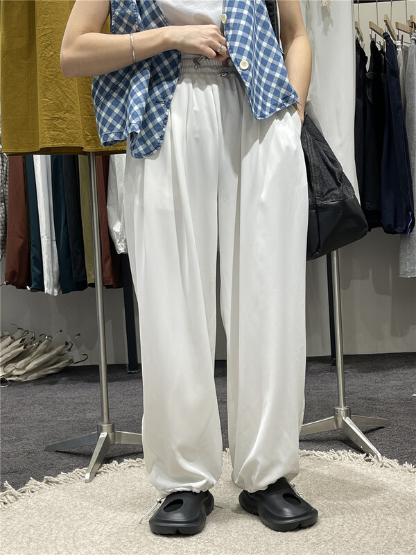 [original by hnhl] simple fashion elastic waist loose casual pants 56866# L