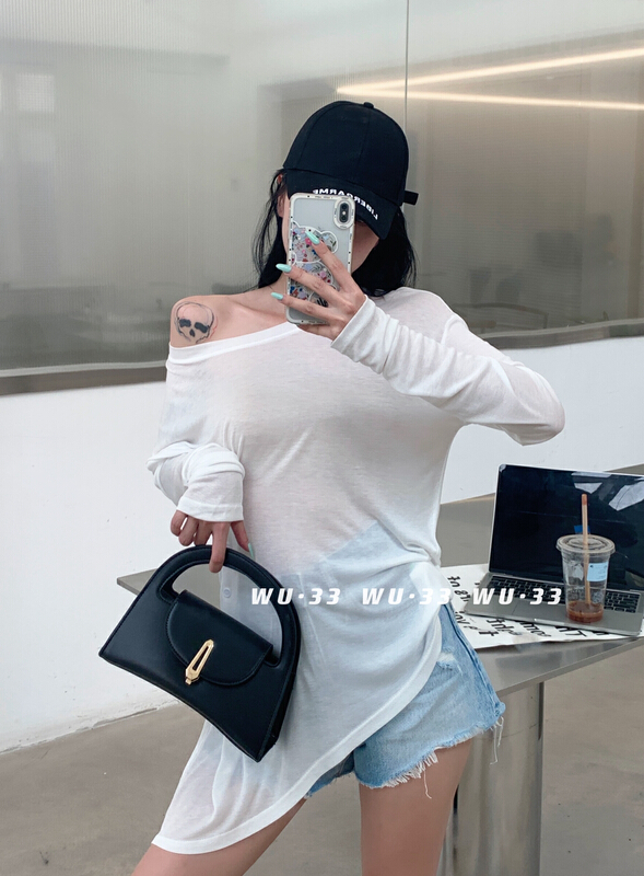 [Wu. 33] solid color versatile crew neck bottoming shirt 22266# WTT