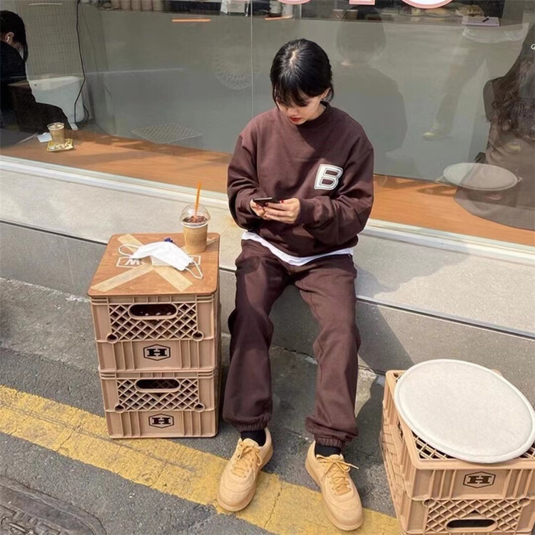 Original price 149.00! [June 6th] simple round neck letter embroidered sweater + versatile slacks set 8995# WPL
