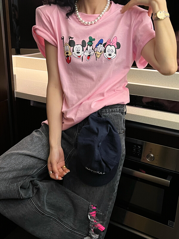 goods in stock! New in early summer! [all in] cartoon printed Korean Short Sleeve T-shirt 4177# ozq