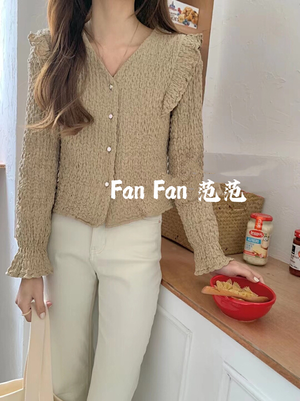 [fan fan] Korean style fashionable characteristic fabric blouse 6010# JJ