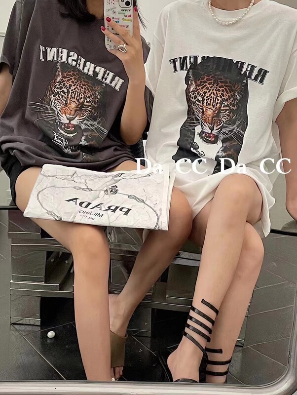 [77. Studio] Tiger Print Pullover short sleeve T-shirt 0178# WTT