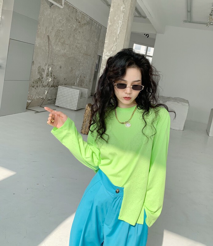 New in early summer! [Xi Xi] Korean version slit irregular long sleeve T-shirt 6685# ozq