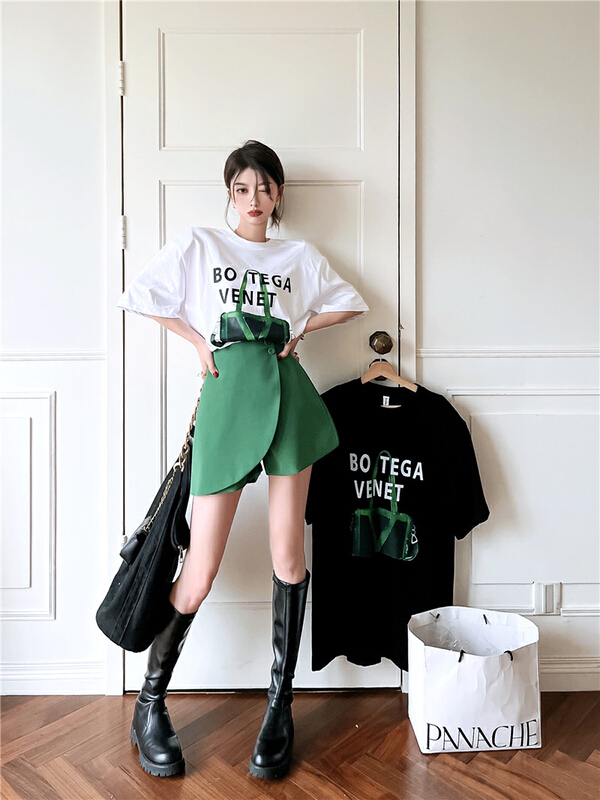New in early summer! [y.jia Yijia] Korean version simple short sleeve + design skirt and Pants Set ys2-6732# PCZ