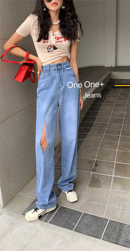 Original price 98.00! [one one home] Korean casual loose wide leg jeans 908# cqw