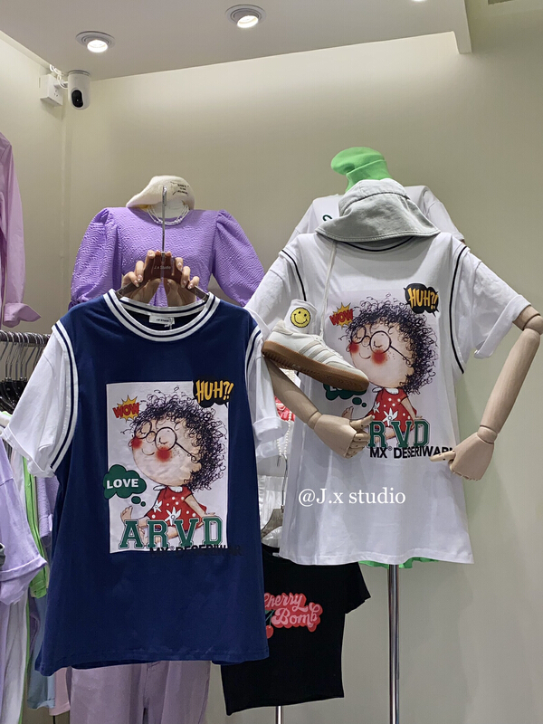 New in early summer! [JX] printed round neck fashion short sleeve T-shirt 1510# WTT
