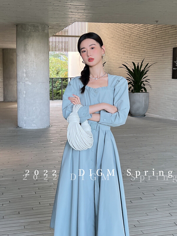 goods in stock! Early spring! [digm] temperament celebrity Korean waist dress (with belt) 1936-1# zxx