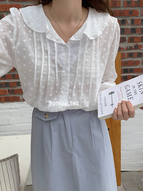 New in early summer! [TW2] Korean soft temperament embroidered hollow out shirt 19177# HBx