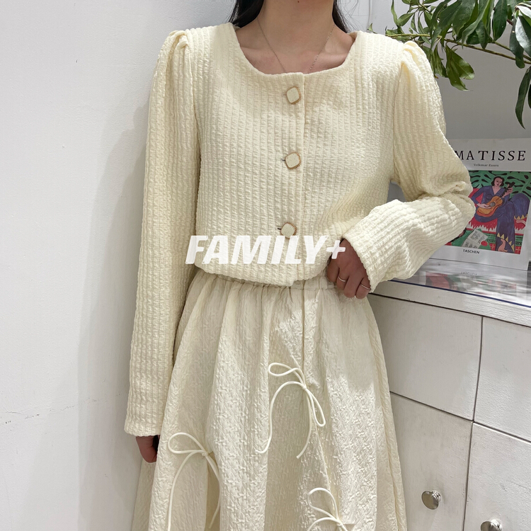 [family +] temperament square collar single breasted small fragrance short coat 22110# ozq