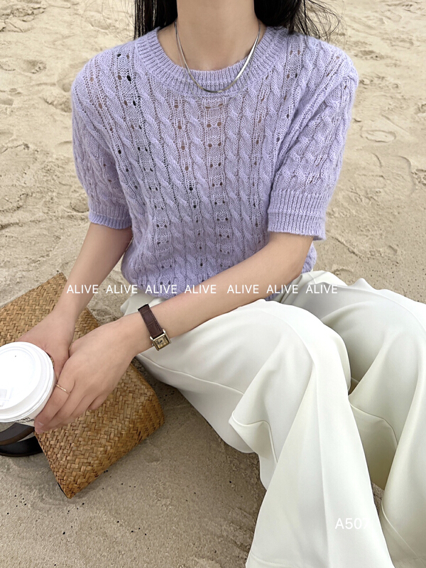 goods in stock! New year in early spring! [alive] hollowed out Crochet temperament gentle style sweater (including 20% wool) a8026# lwy