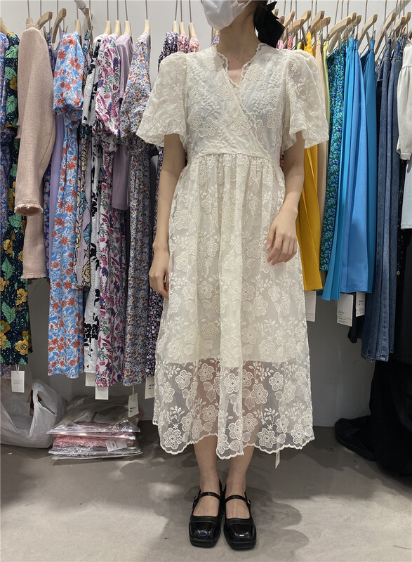 [zicci] V-neck lace dress 106677# lwy