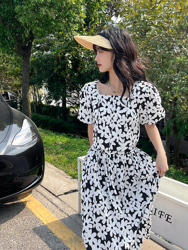 [rong'er family] square collar flower short shirt 92370# hjy