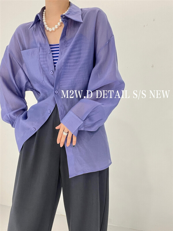 初夏上新!【M2W.D】韓版長袖排扣防曬衫  91035#  OZQ