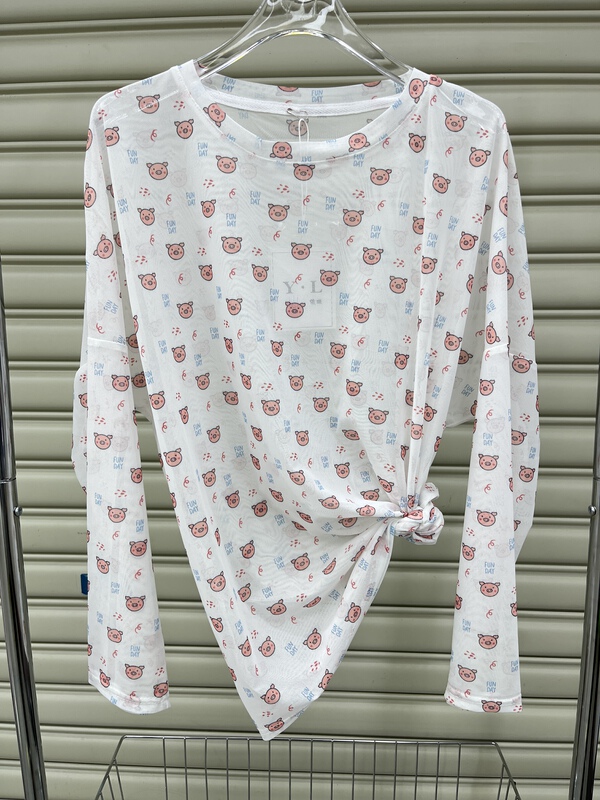 [Yilin] Korean round neck cartoon printed sunscreen shirt 2302# WTT