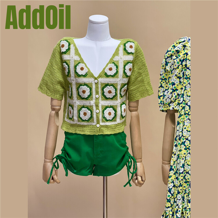 [addoil] Embroidered Flower niche fashion sweater ys1-889# zxl
