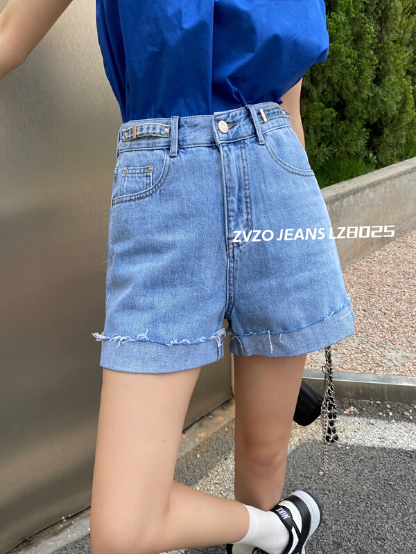 New in early summer! [zvzo] design waist turned A-line denim shorts lz8025# CLS