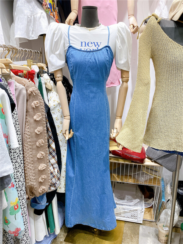 [sister] denim long lace up suspender skirt (without small shirt) 2357# ozq