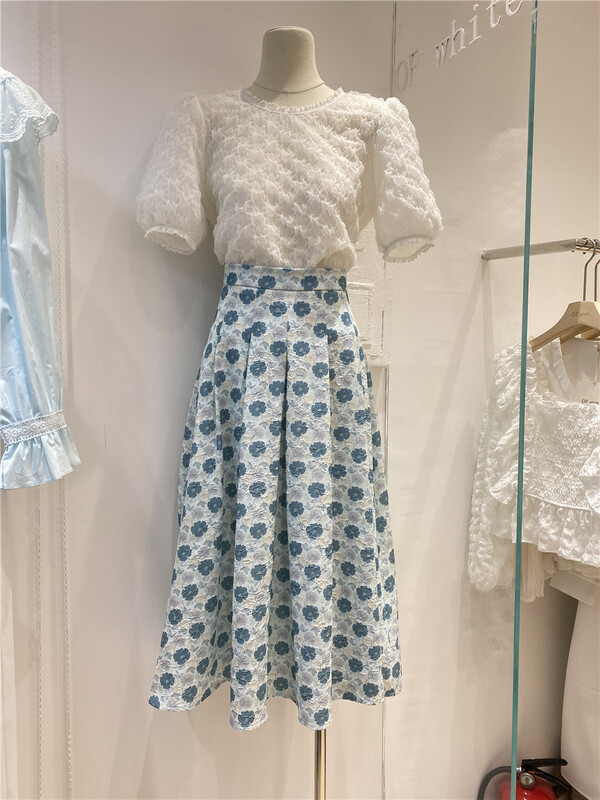 New year in early spring! [of white] Korean lady print skirt 881030# hjy