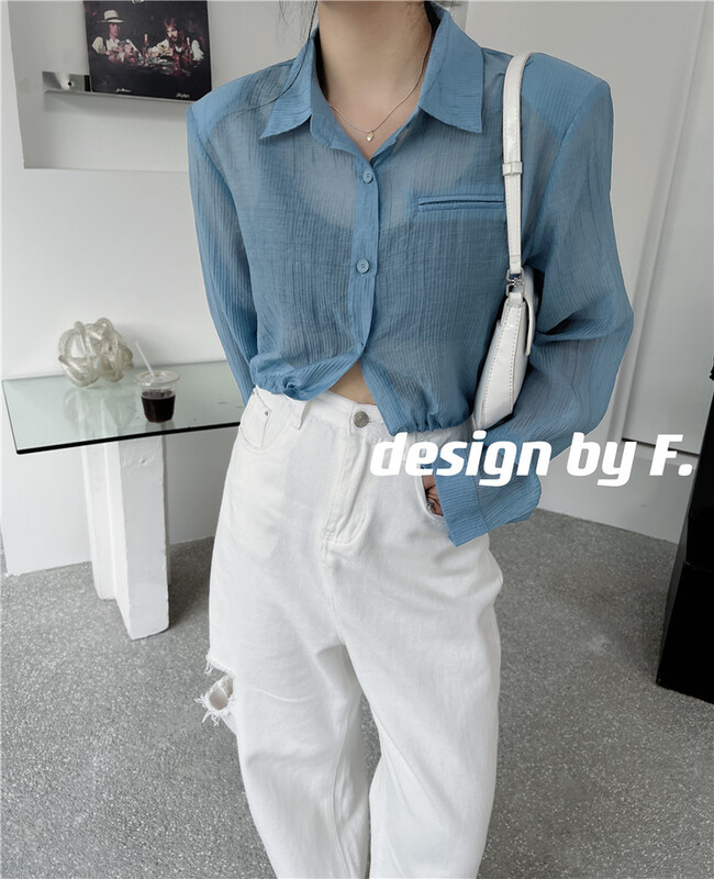 【F】 Korean fashionable drawstring sunscreen shirt ys1-6093# zxx