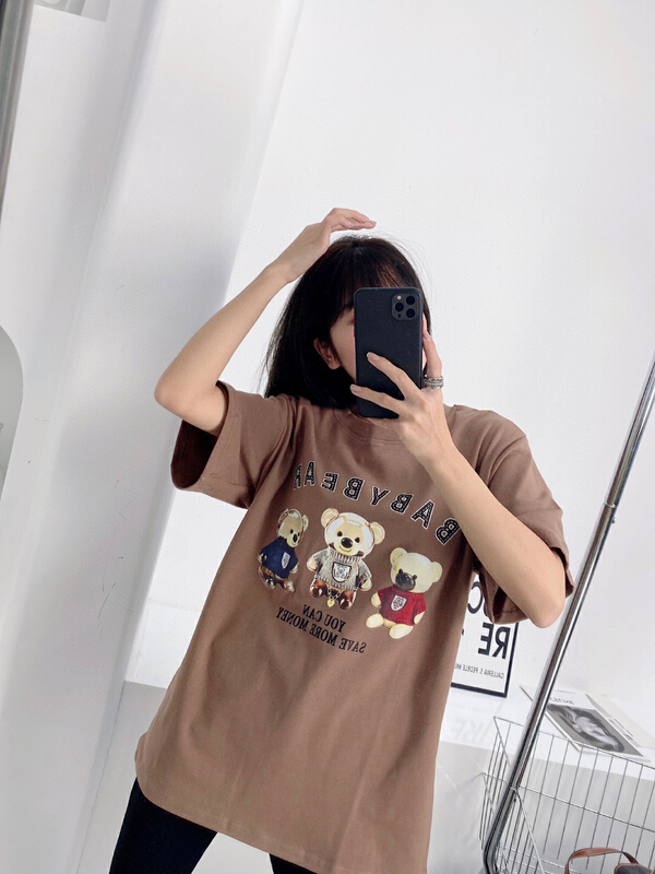 [YT] bear letter printed short sleeve T-shirt t51137# PCZ