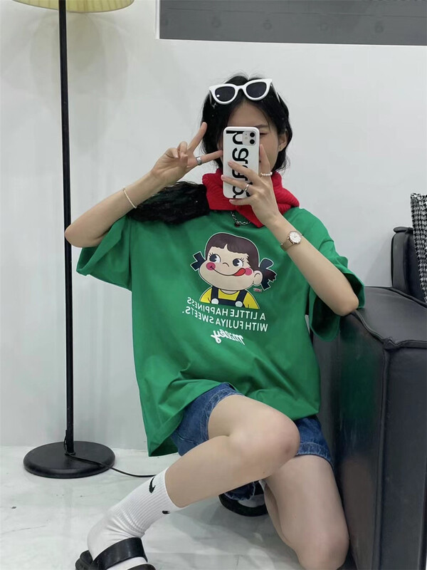 [Miss Jia] Korean round neck printing short sleeve T-shirt 6645# XYY
