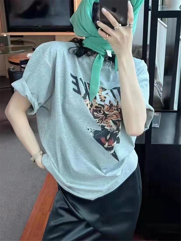 goods in stock! New in early summer! [Dachuan] Korean round neck loose Tiger Print short sleeve T-shirt 6690# XYY