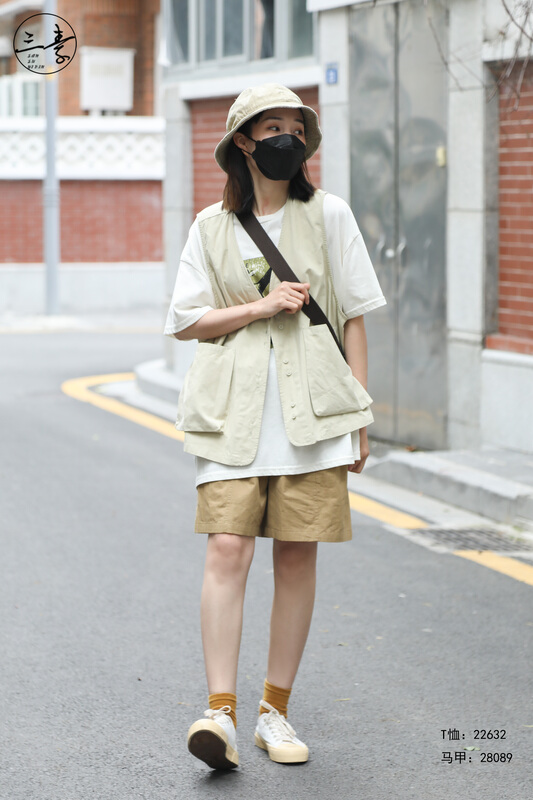 [original of three plain clothes] simple temperament, leisure literature and art model vest 28089# XYJ