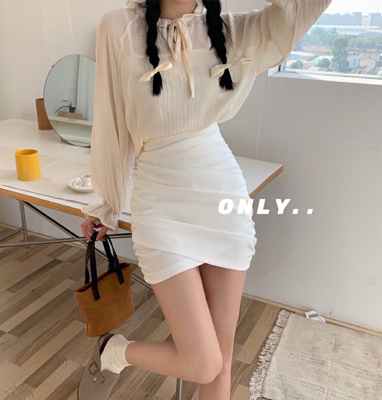 New in early summer! [only] high waist slim cross design versatile skirt 0289# JJ