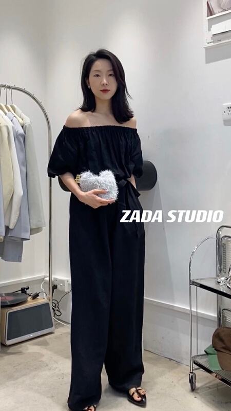 New in early summer! [Zada] fashionable one shoulder Jumpsuit (with belt) 3233# WTT