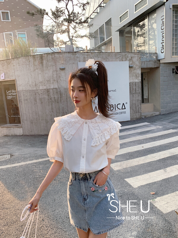 New in early summer! [she u] niche French lace shirt cc80128# cqw