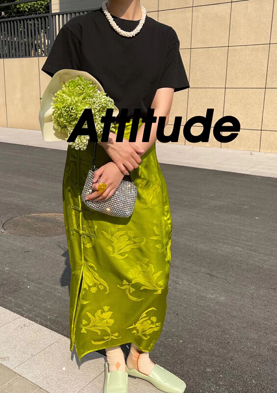 [attitude] temperament slim and retro skirt aq4270# ozq