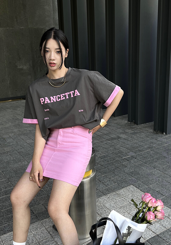 New in early summer! [f (x)] Korean foam letter contrast short sleeve T-shirt t11044# ozq