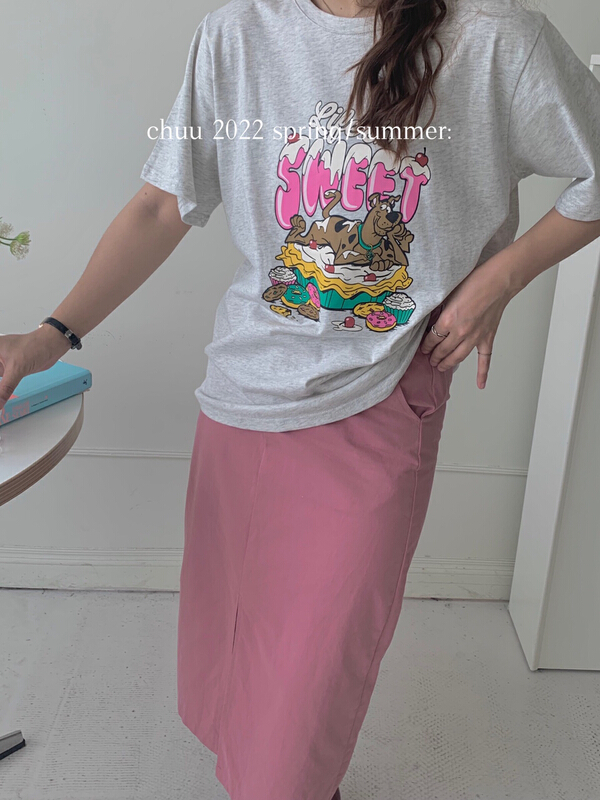[chuu] Korean casual cartoon printed short sleeve T-shirt 61197# HBx
