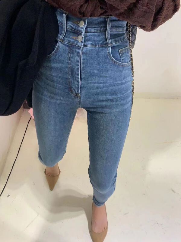 goods in stock! New year in early spring! [O.S] high waist fashion leggy jeans 0336# XYJ