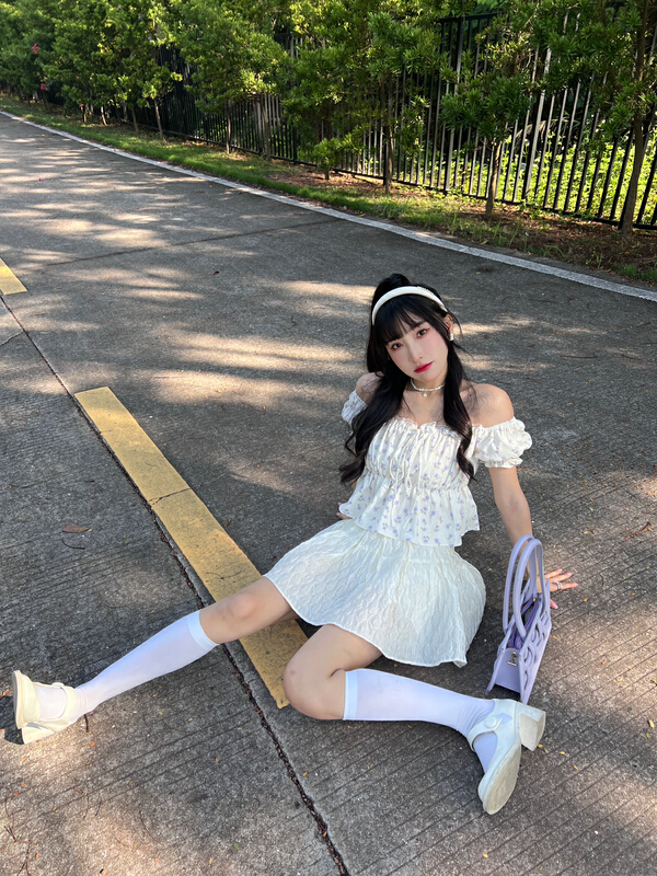 【CXI】清新小碎花一字領小衫  A9099#  WPL
