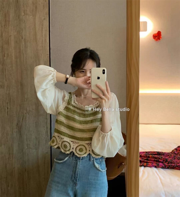 [hey Bella] square neck stitched temperament shirt 2917# ll
