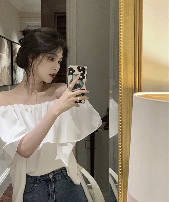 [LS] Korean style lotus leaf shoulder shirt 9653# WPL