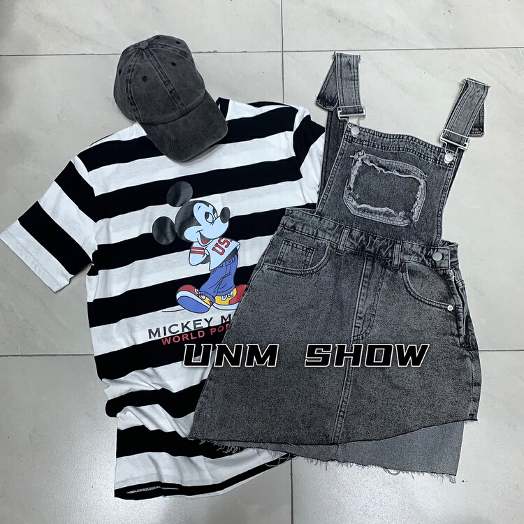 New in early summer! [unm-show] Mickey stripe versatile short sleeve T-shirt (T-shirt only) 6215# WTT