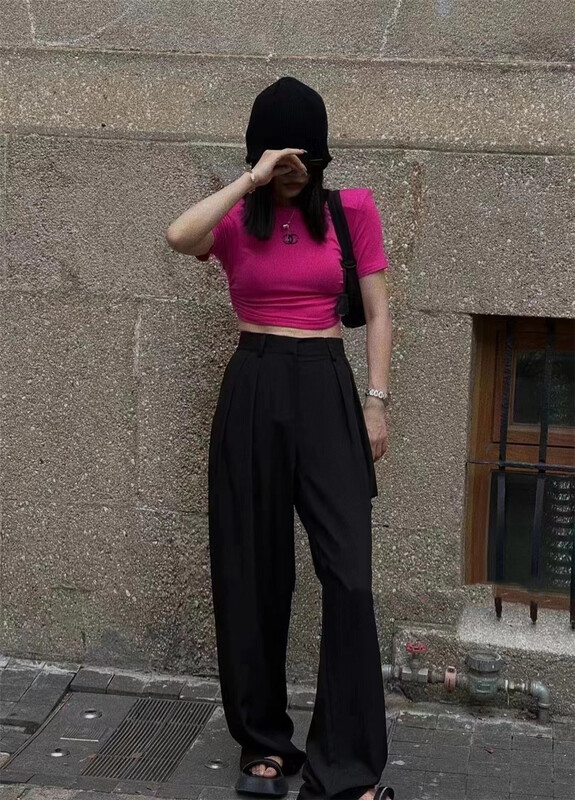 [Yan Zhen] Korean version hole breaking solid color casual pants 5346# PCZ