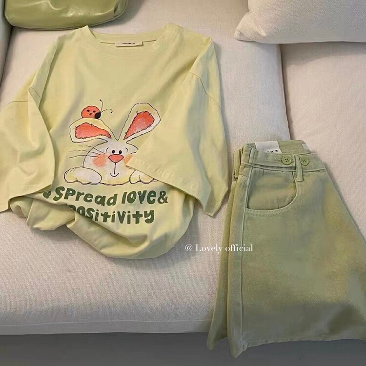 [love] funny cartoon rabbit print short sleeve T-shirt z1007# HBx