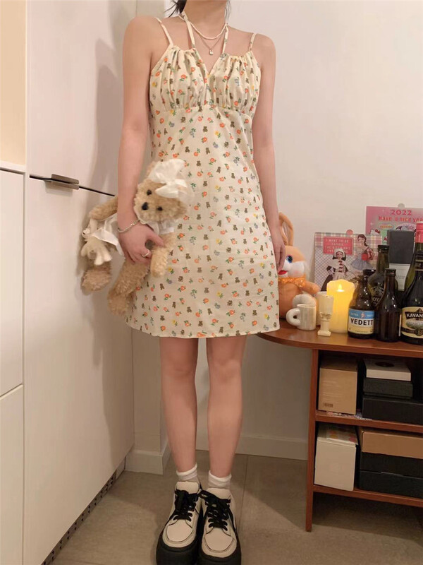 [free Valley] Korean Style Floral suspender dress 4712# LSW