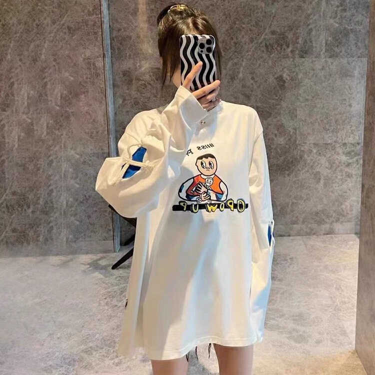 [Nancy] fashion cartoon letter loose long sleeve T-shirt q6009# WPL