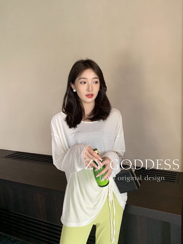 [ZY] Tiansi Hanfeng drawstring missing shoulder sunscreen shirt 68306# ozq