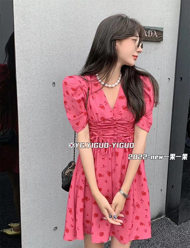 [yiguoyiguo] V-neck floral dress 28313# PCZ