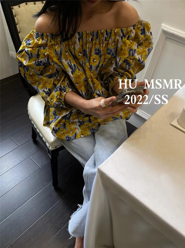 New in early summer! [Hu] Vintage one shoulder floral shirt 6861# zyh