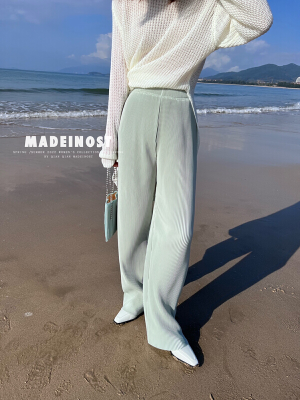 New year in early spring! [OSHA madeinost] comfortable texture, wide leg pleated casual pants 86095# ll