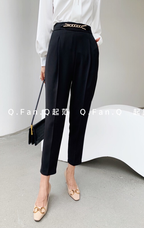 goods in stock! [style] famous brand minimalist pleated simple chain trousers (chain cannot be removed) 8591# XBL